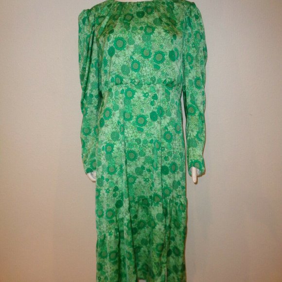 $68 TOPSHOP FLORAL PRINT LONG SLEEVE MIDI DRESS SIZE 12 US / 16 UK - Picture 4 of 6